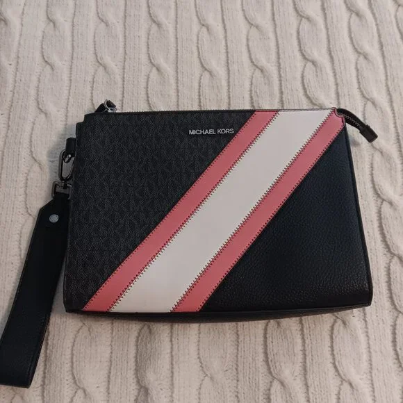 Michael Kors Cooper large striped clutch - Picture 1 of 7